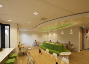 02 3D printed luminaires in break room at office